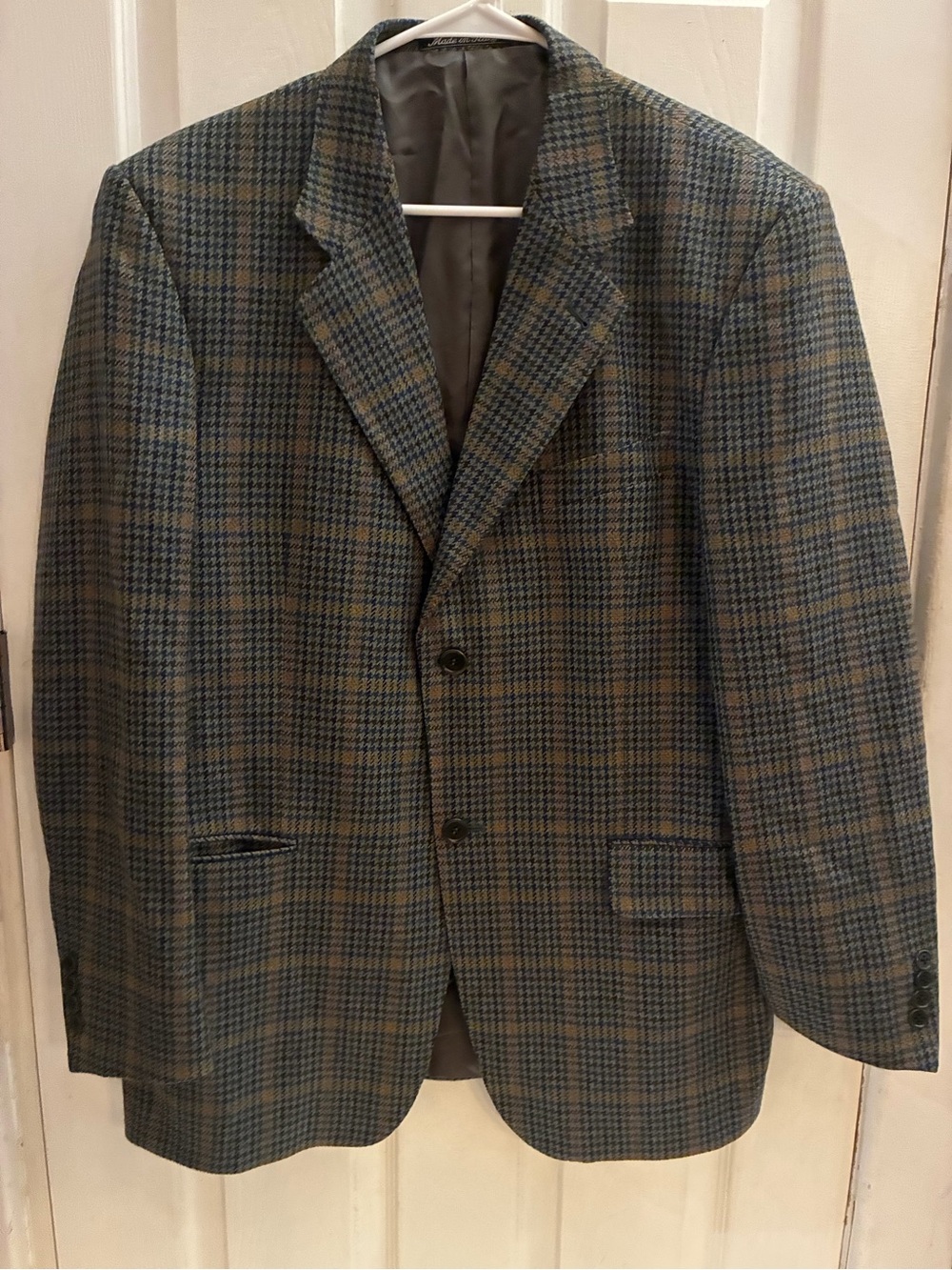 Vintage Daniel & Co Made in Italy Virgin Wool Houndstooth Blazer Sport Coat 42R